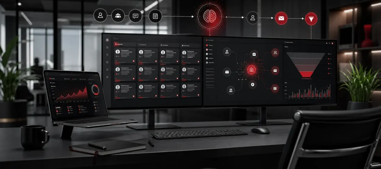 Dashboard fuer KI Leadgewinnung CRM Automatisierung und Vertrieb