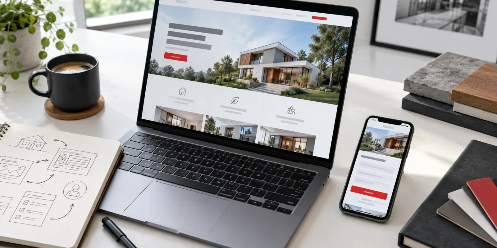 Laptop und Smartphone mit abgestimmter Landingpage und gut erkennbarem Anfrageformular