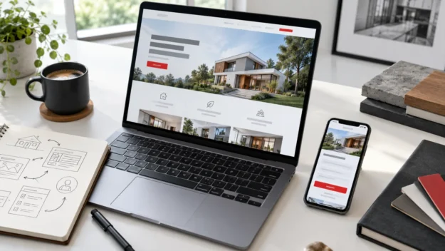 Laptop und Smartphone mit abgestimmter Landingpage und gut erkennbarem Anfrageformular