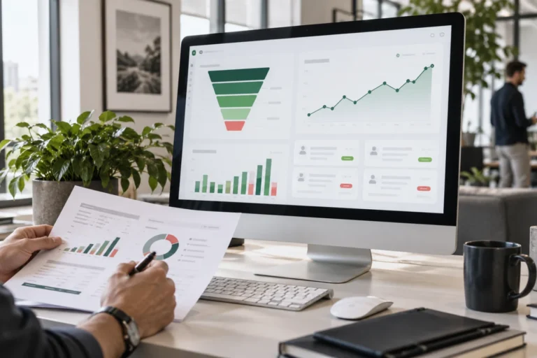 Unternehmenswebsite mit Analyse-Dashboard und nachvollziehbarem Anfrage-Funnel